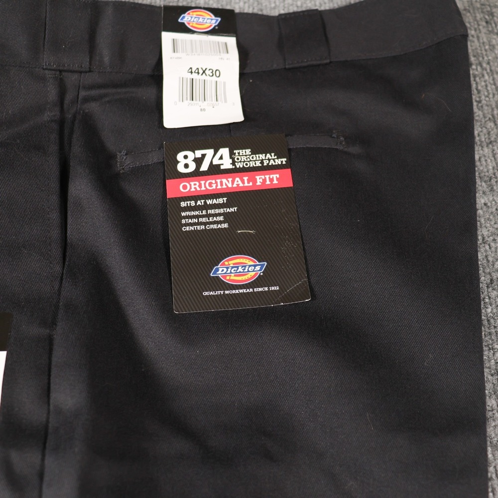 Dickies Men's 874 Original Fit Work Pants Black Size 44x30 Wrinkle Resistant NEW